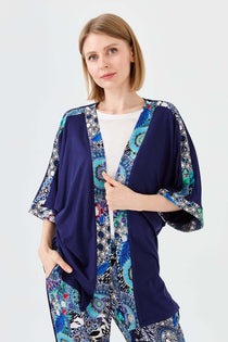 Desen Oversize Kimono Kol 3/4 Kadın Ceket - Rahat ve Şık