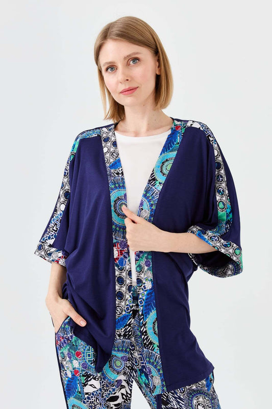 Desen Oversize Kimono Kol 3/4 Kadın Ceket - Rahat ve Şık