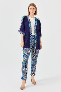Desen Oversize Kimono Kol 3/4 Kadın Ceket - Rahat ve Şık