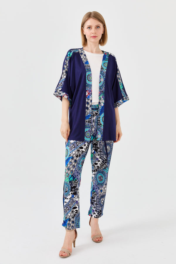 Desen Oversize Kimono Kol 3/4 Kadın Ceket - Rahat ve Şık