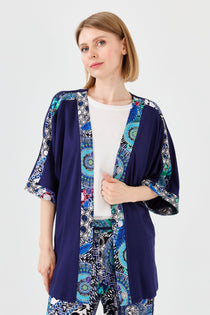Desen Oversize Kimono Kol 3/4 Kadın Ceket - Rahat ve Şık