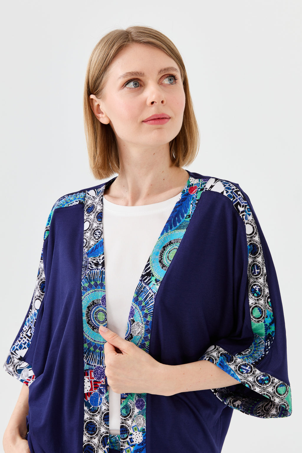 Desen Oversize Kimono Kol 3/4 Kadın Ceket - Rahat ve Şık