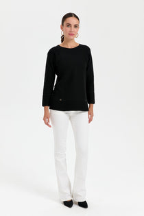Desen Oversize Uzun Kol Kadın Kazak - Minimalist Stil