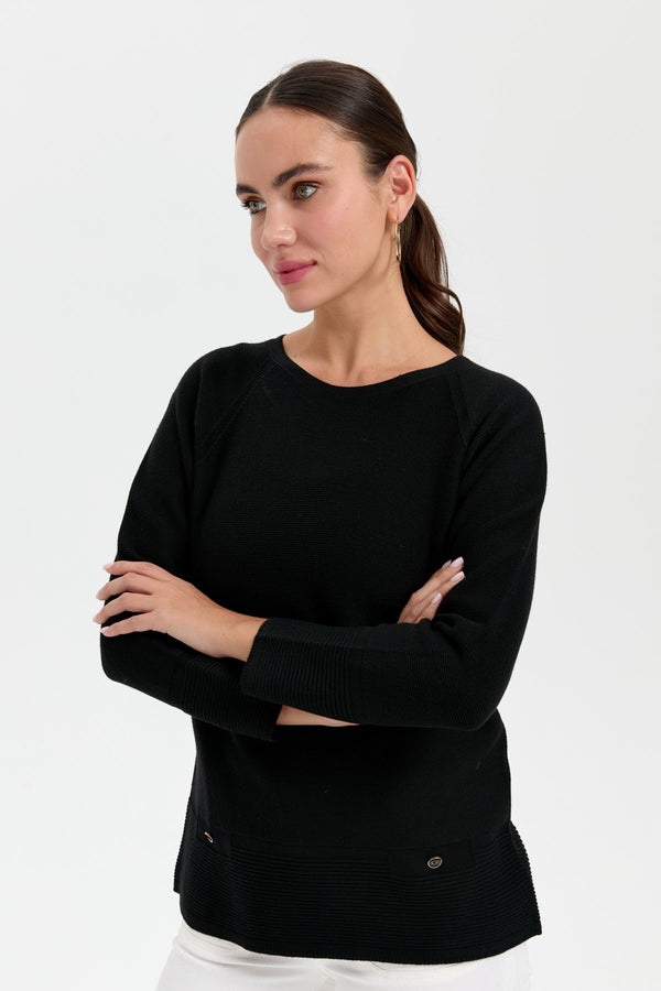 Desen Oversize Uzun Kol Kadın Kazak - Minimalist Stil