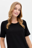 DESEN TRİKO Oversize Minimalist Yuvarlak Yaka Kadın T-Shirt - Kısa Kol
