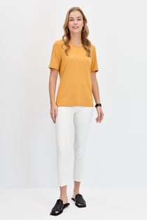DESEN TRİKO Oversize Minimalist Yuvarlak Yaka Kadın T-Shirt - Kısa Kol