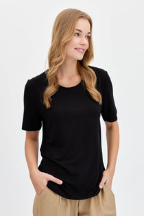 DESEN TRİKO Oversize Minimalist Yuvarlak Yaka Kadın T-Shirt - Kısa Kol