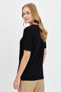 DESEN TRİKO Oversize Minimalist Yuvarlak Yaka Kadın T-Shirt - Kısa Kol