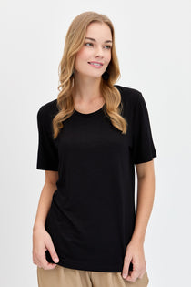 DESEN TRİKO Oversize Minimalist Yuvarlak Yaka Kadın T-Shirt - Kısa Kol