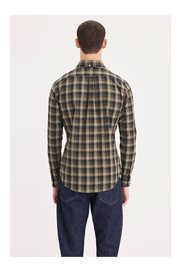Dockers Erkek Uzun Kol Gömlek Yaka Kareli Minimalist Gömlek