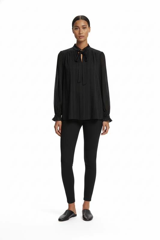 dokulu şifon fular detaylı tunik Scl