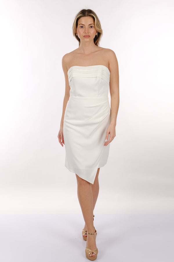 DORİDORCA Straplez Drape Krep Kumaş Mini Abiye Elbise 2246011