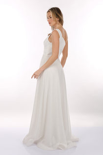 DORİDORCA Tek Omuz Kendinden Desenli Maxi Boy Kadın Abiye Elbise 2246026