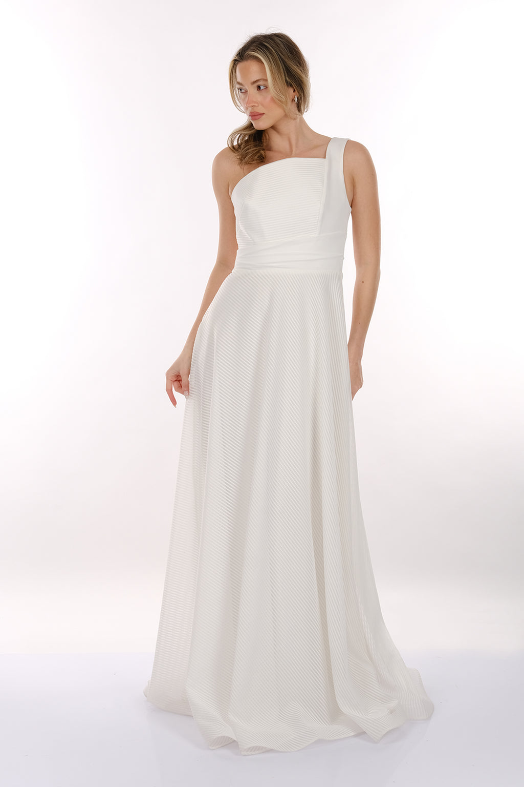 DORİDORCA Tek Omuz Kendinden Desenli Maxi Boy Kadın Abiye Elbise 2246026