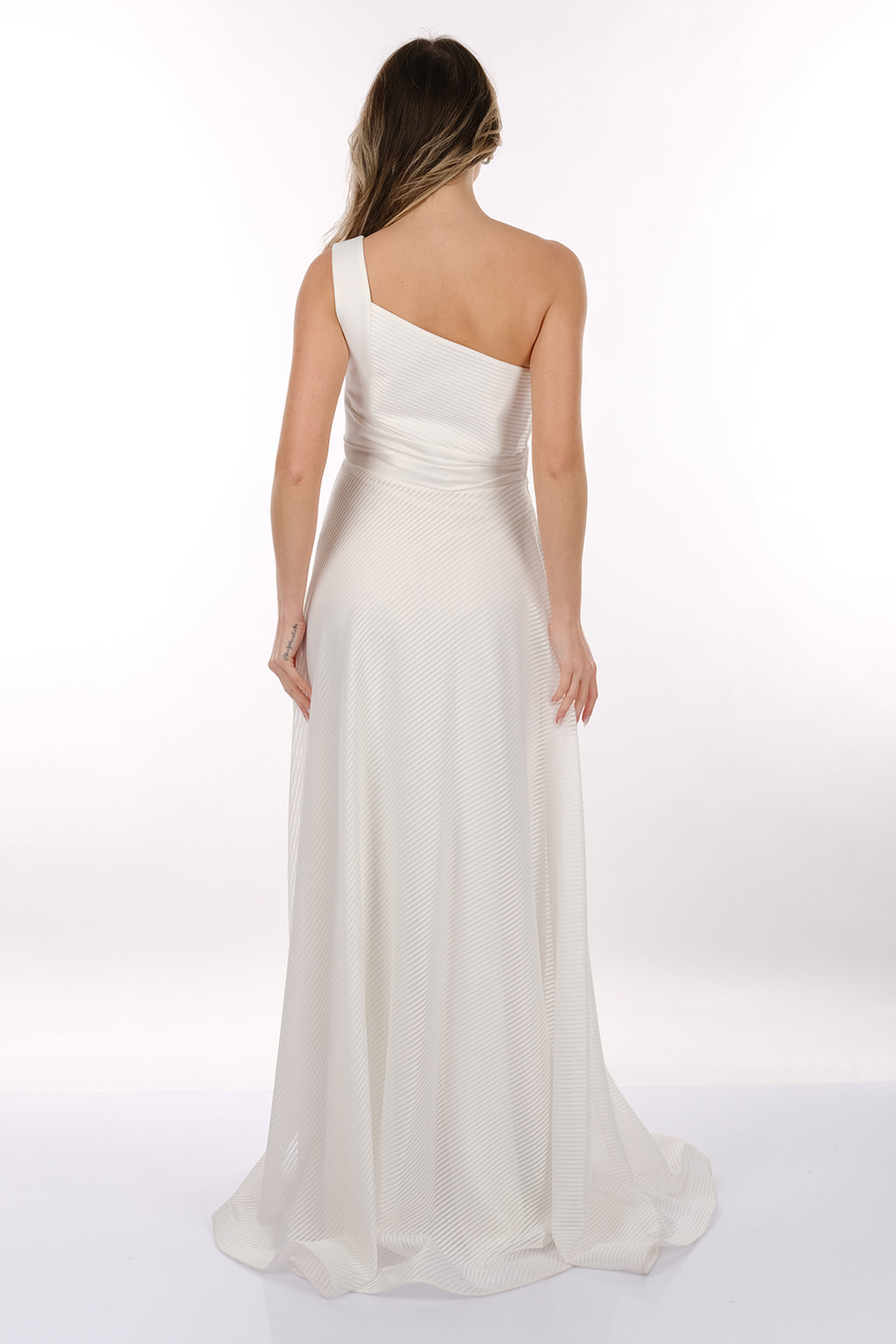 DORİDORCA Tek Omuz Kendinden Desenli Maxi Boy Kadın Abiye Elbise 2246026