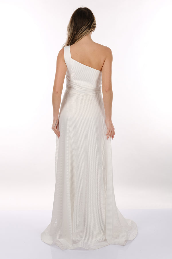 DORİDORCA Tek Omuz Kendinden Desenli Maxi Boy Kadın Abiye Elbise 2246026
