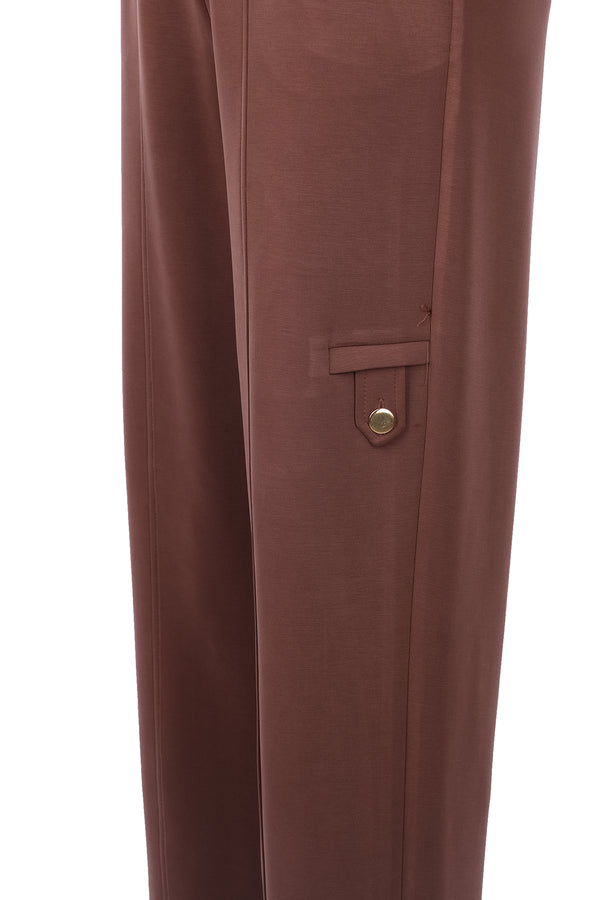 Düğme Detaylı Bol Paça Pantolon On