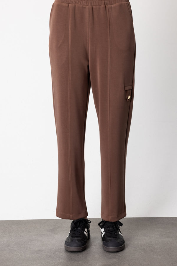 Düğme Detaylı Bol Paça Pantolon On