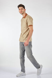 Ecer Erkek Polo Yaka Kısa Kol Tişört - Minimalist Desen - Günlük Stil