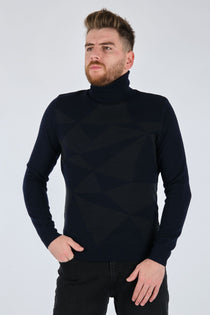 Ecer Erkek Triko Kazak - Geometrik Desen - Uzun Kol - Minimalist