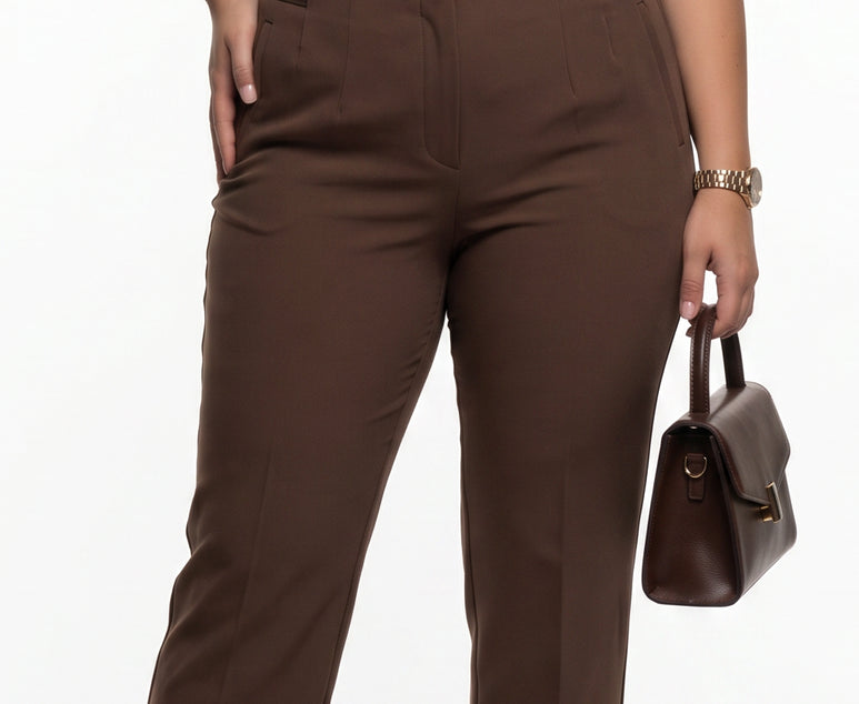 Ekol BB Beli Lastik Detaylı İspanyol Paça Pantolon 26YEKL04164