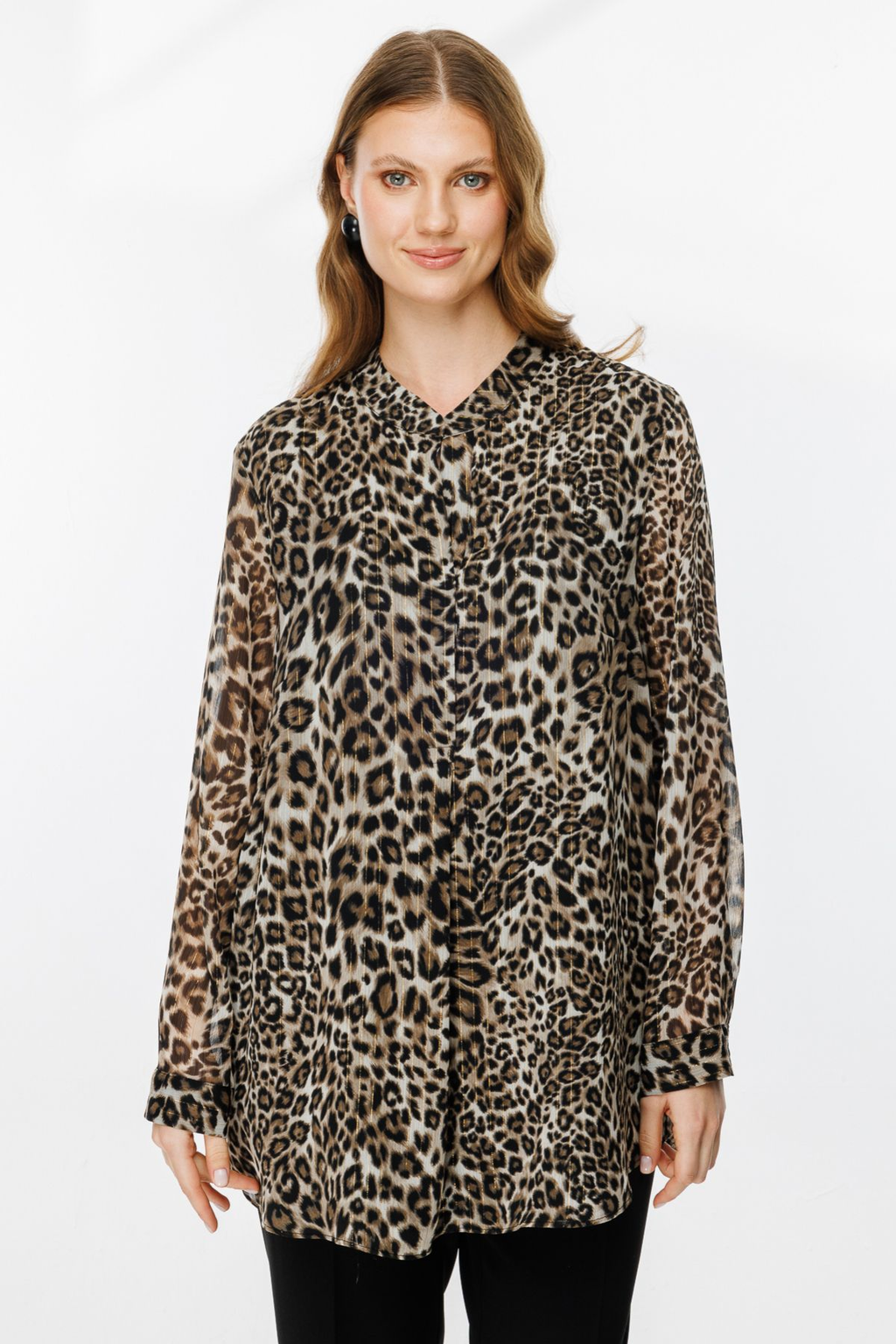 Ekol Büyük Beden Leopar Desen Kadın Bluz 25EKL02529