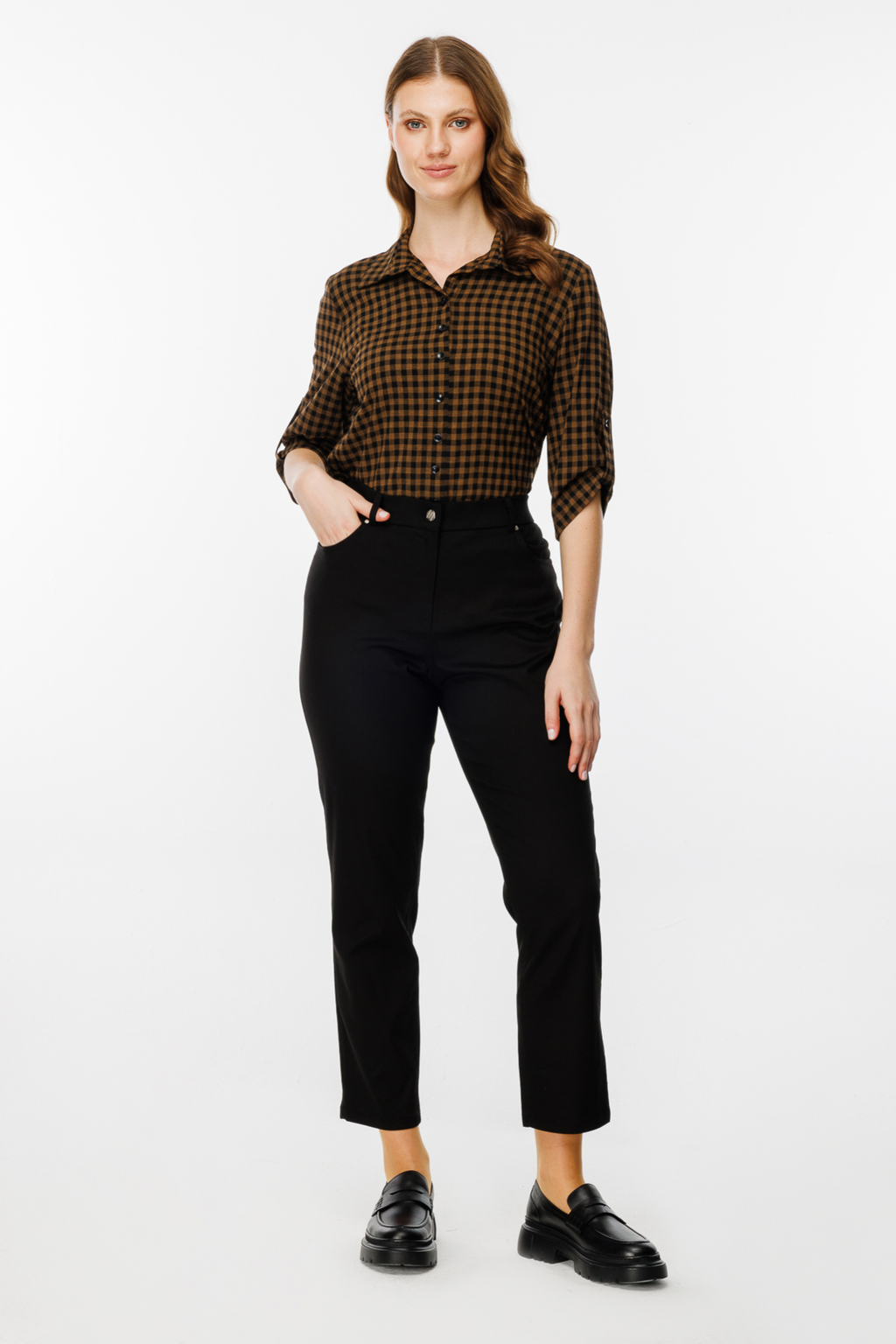 Ekol Büyük Beden Yüksel Bel Düz Paça Kadın Pantolon 25EKL04069