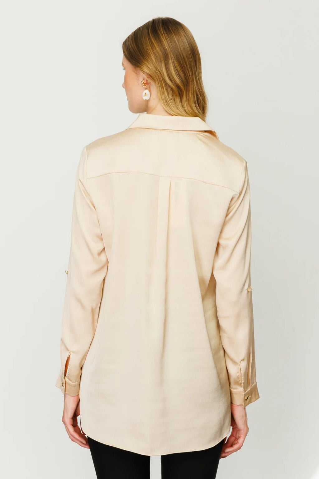 Ekol Minimalist Oversize Uzun Kol Saten Bluz - Günlük Şıklık