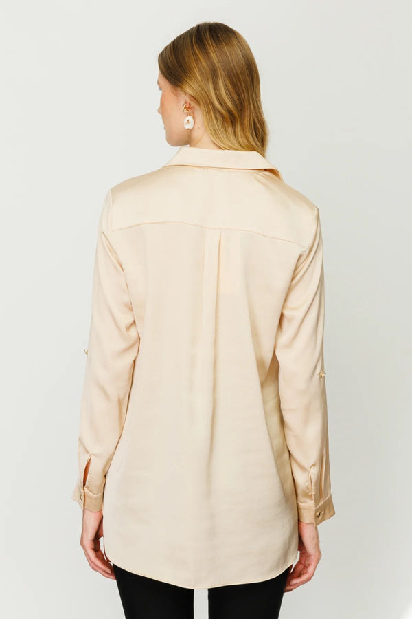 Ekol Minimalist Oversize Uzun Kol Saten Bluz - Günlük Şıklık