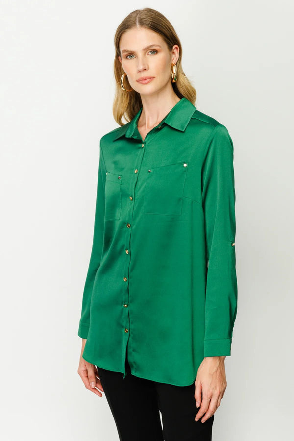 Ekol Minimalist Oversize Uzun Kol Saten Bluz - Günlük Şıklık