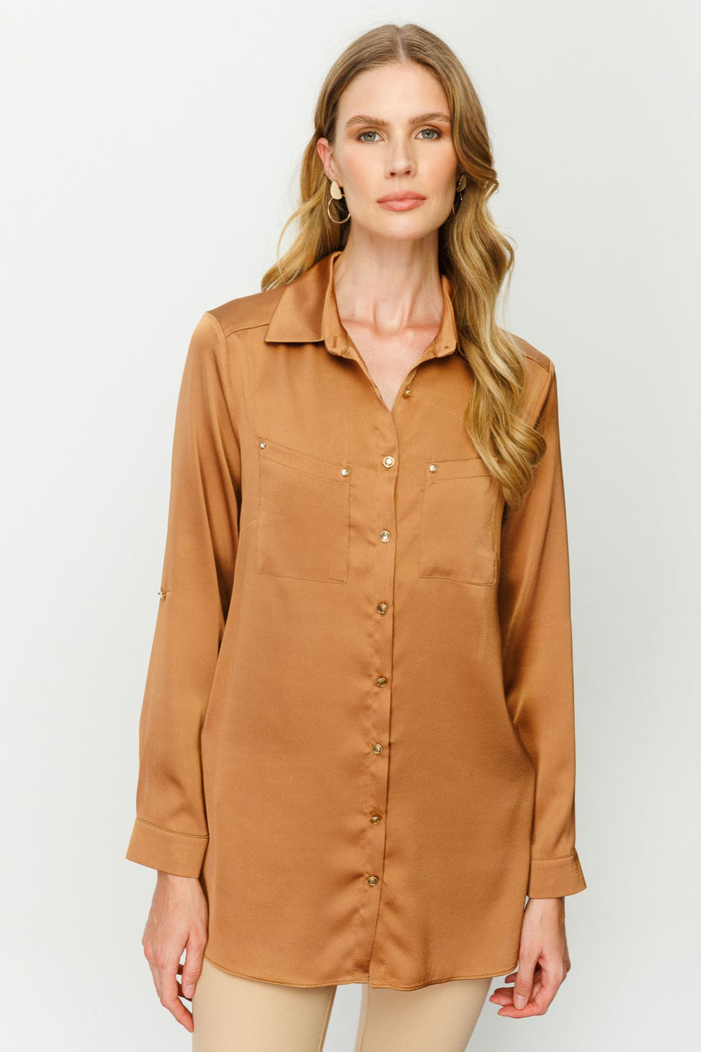 Ekol Minimalist Oversize Uzun Kol Saten Bluz - Günlük Şıklık