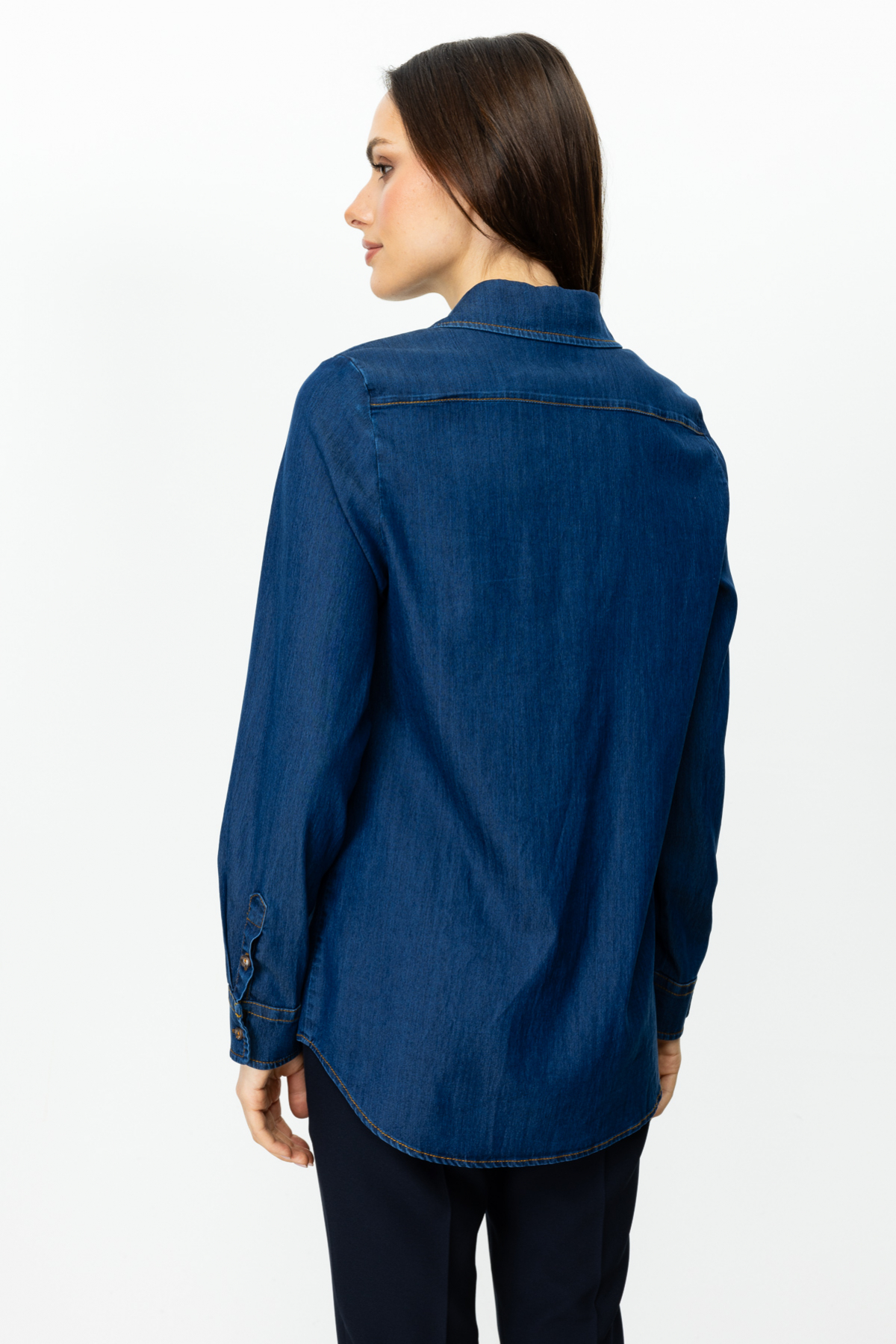 Ekol Oversize Gömlek Yaka Uzun Kol Kadın Gömlek - Minimalist Stil