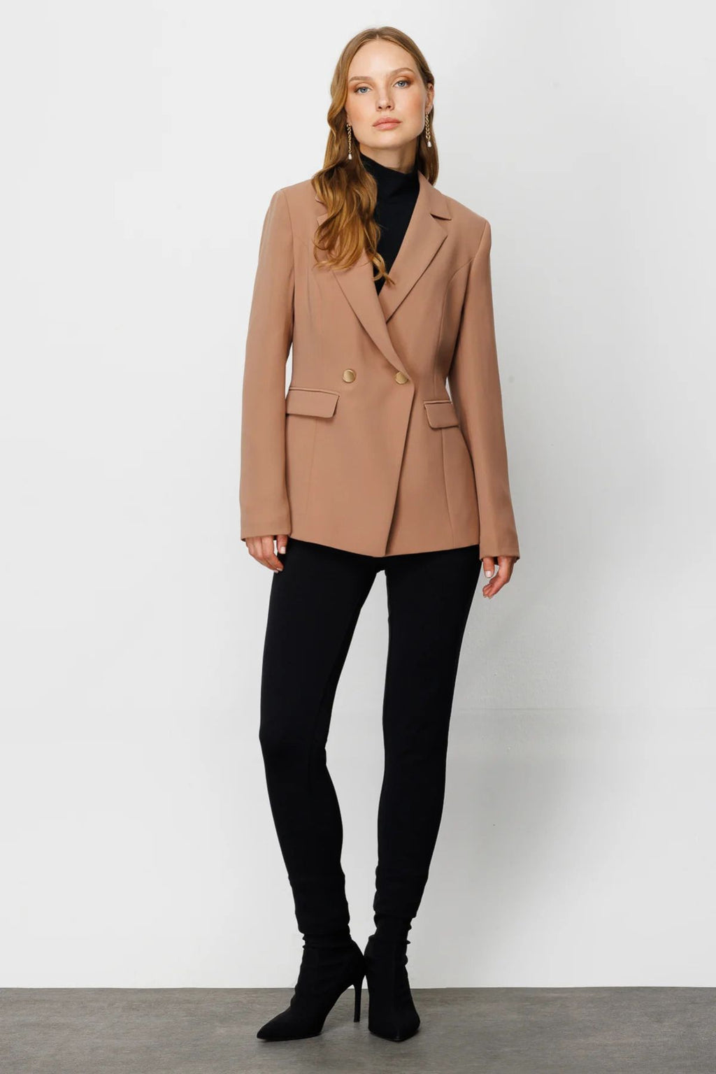 Ekol Minimalist Çift Sıralı Kadın Blazer Ceket - Regular Fit - İş Günlük