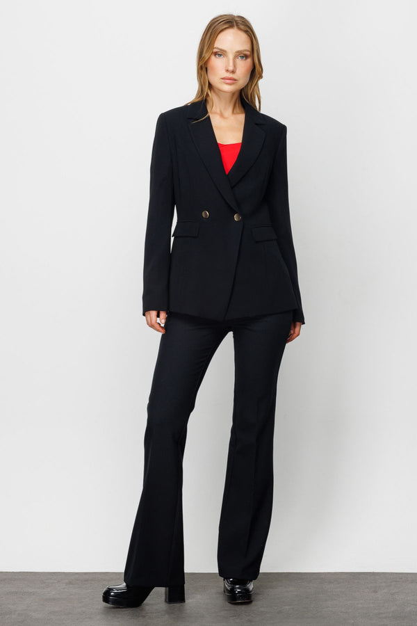 Ekol Minimalist Çift Sıralı Kadın Blazer Ceket - Regular Fit - İş Günlük