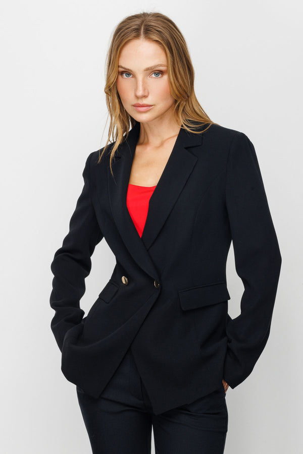 Ekol Minimalist Çift Sıralı Kadın Blazer Ceket - Regular Fit - İş Günlük