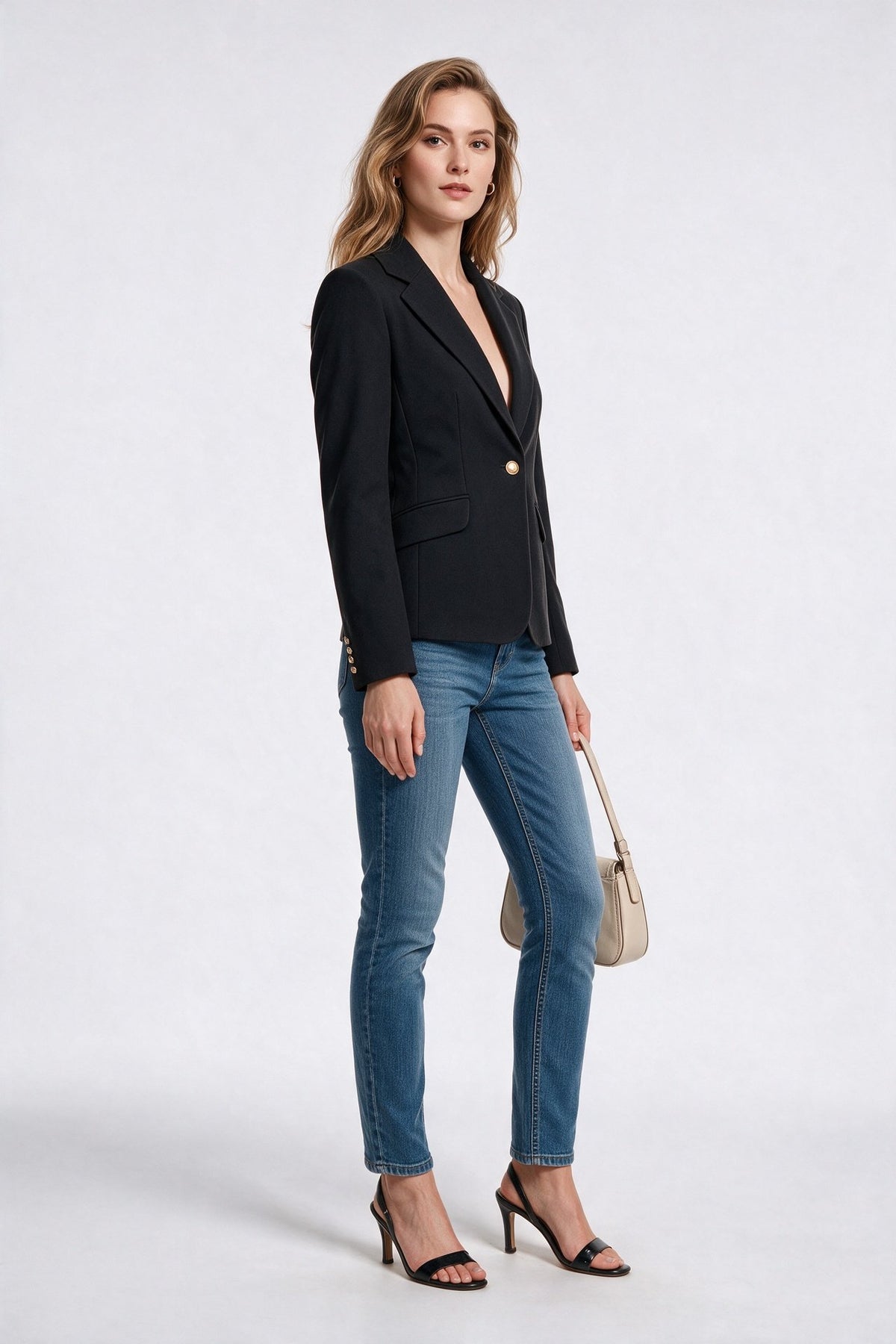 Ekol Kadın Çentikli Yaka Tek Düğmeli Blazer Ceket