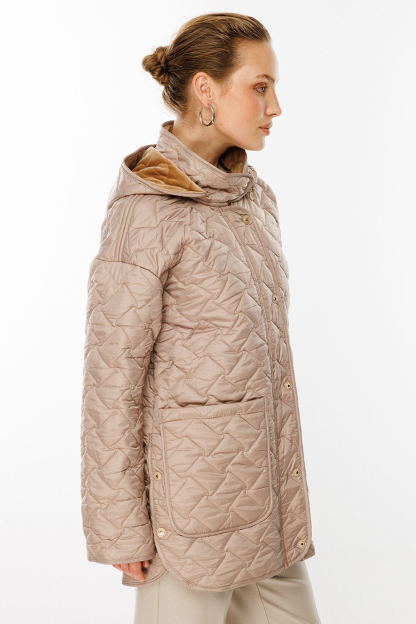 Ekol Kadın Oversize Kapüşonlu Midi Mont - Günlük Şıklık