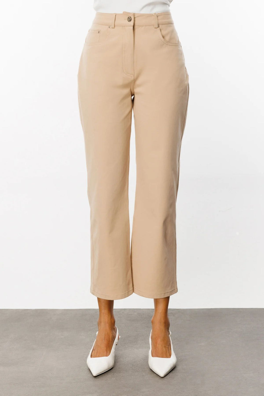 Ekol Minimalist Crop Kadın Pantolon - Yüksek Bel - Rahat Kesim