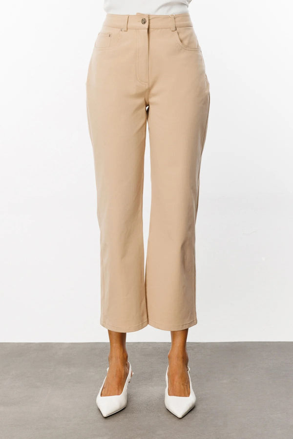 Ekol Minimalist Crop Kadın Pantolon - Yüksek Bel - Rahat Kesim