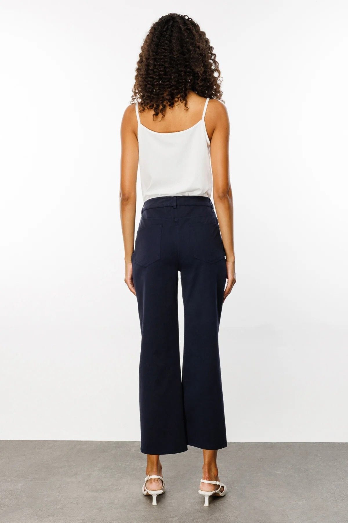 Ekol Minimalist Crop Kadın Pantolon - Yüksek Bel - Rahat Kesim