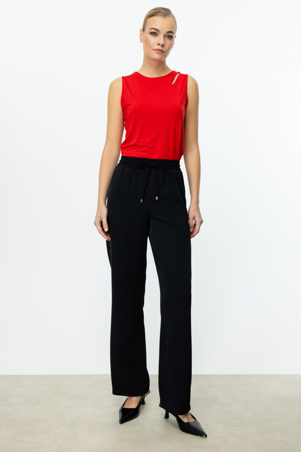 Ekol Minimalist Oversize Kadın Pantolon - Yüksek Bel - Rahat