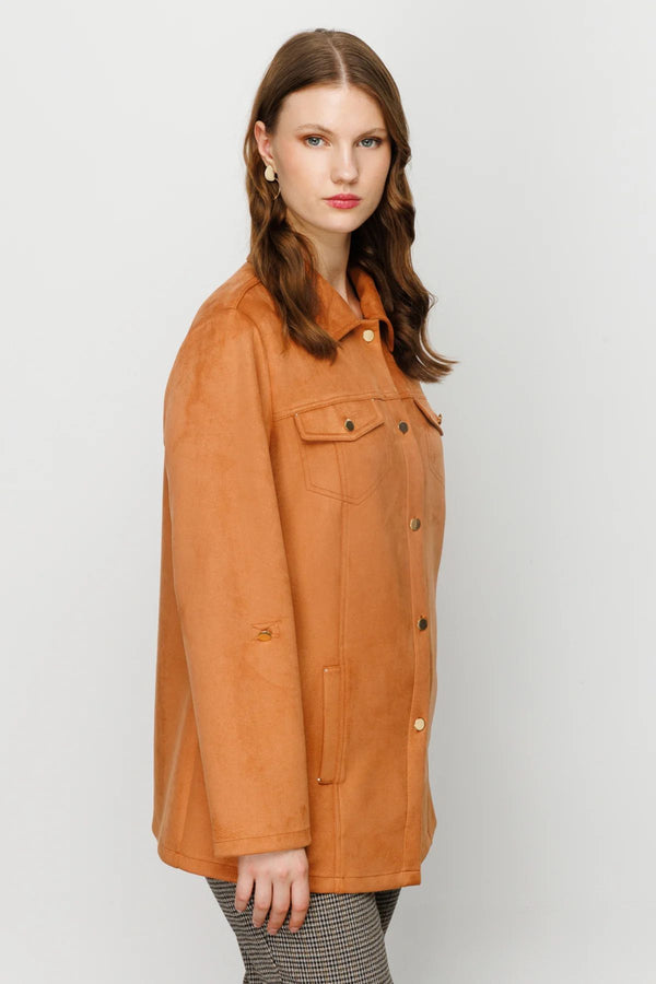 Ekol Oversize Midi Süet Trençkot - Günlük Şıklık