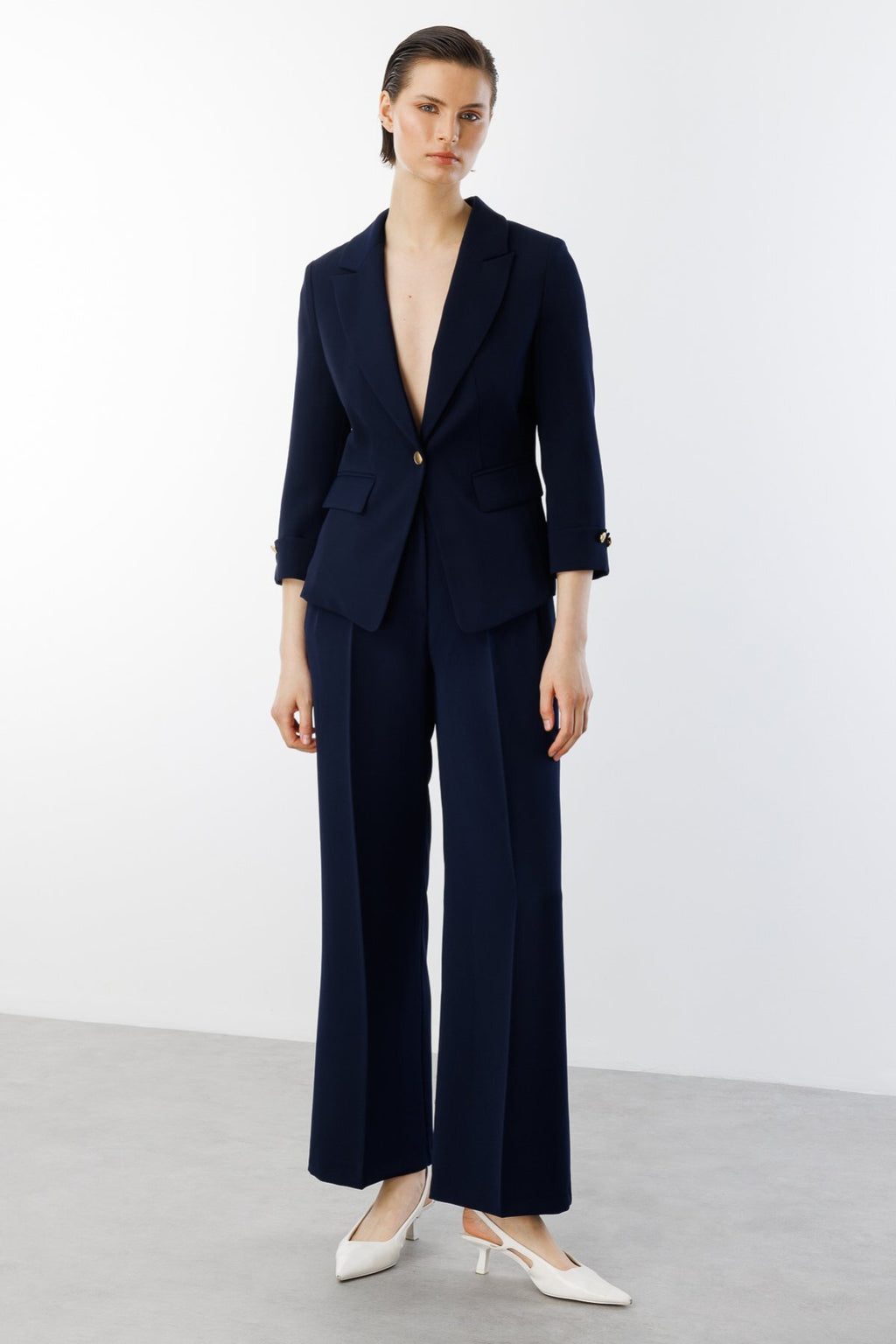 Ekol Minimalist 3/4 Kol Kadın Blazer Ceket - Günlük & Ofis Şıklığı