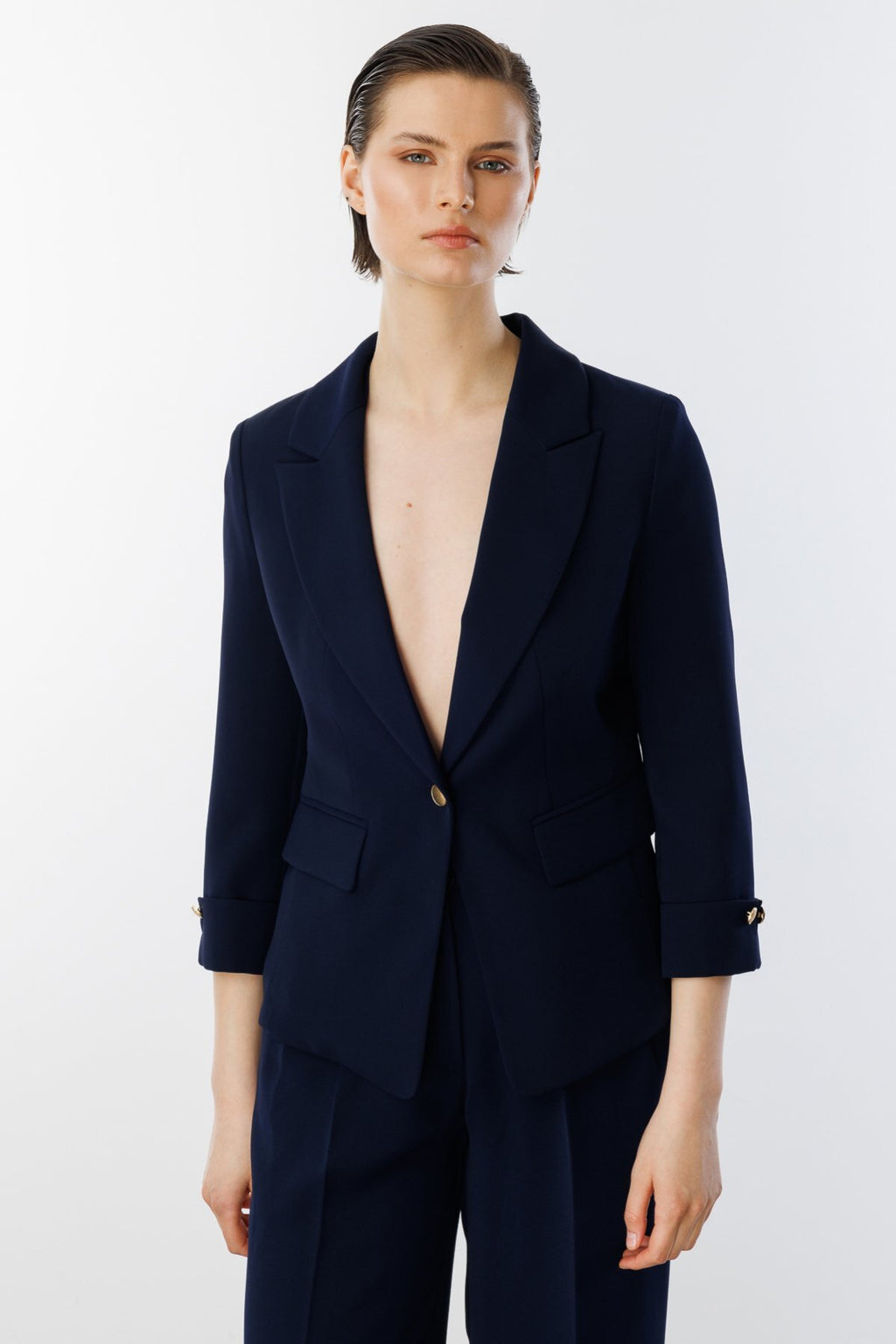 Ekol Minimalist 3/4 Kol Kadın Blazer Ceket - Günlük & Ofis Şıklığı