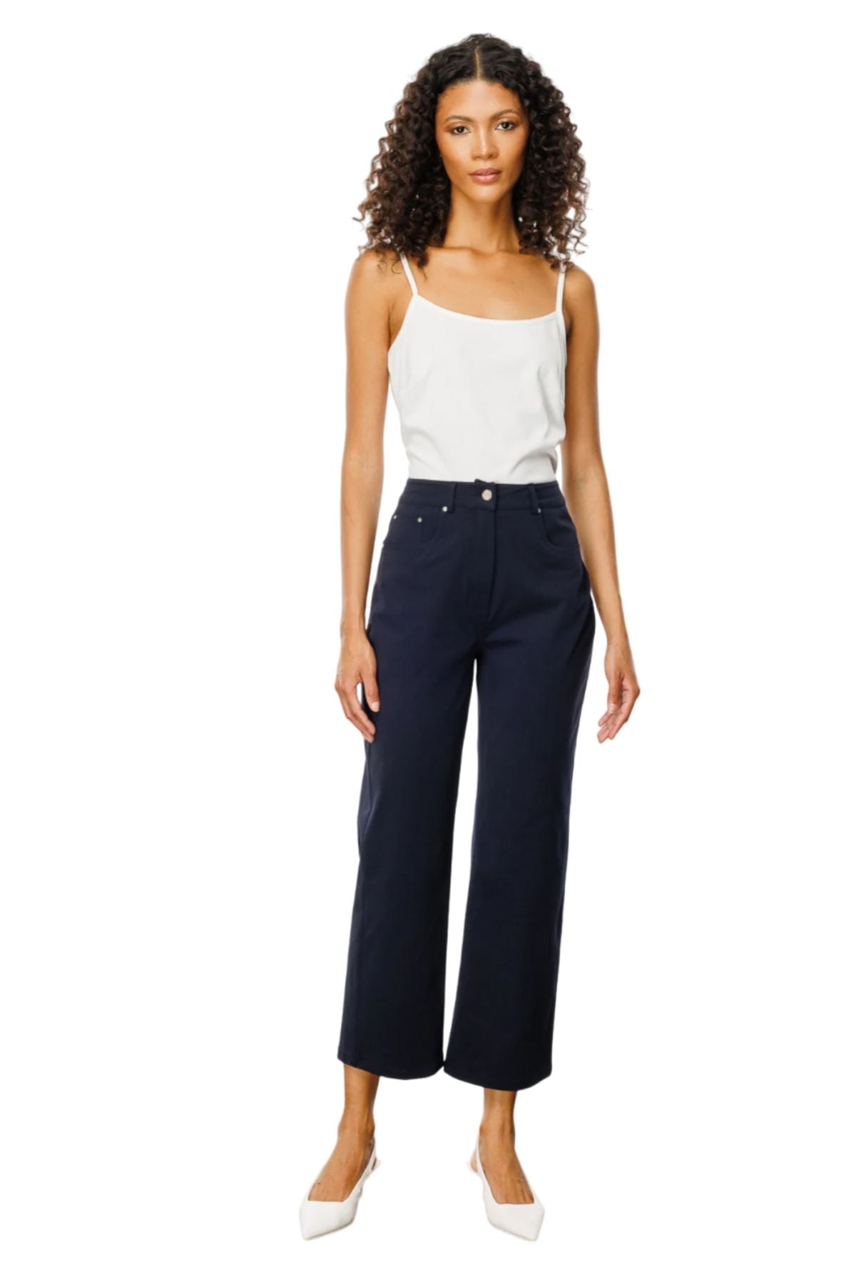 Ekol Minimalist Crop Kadın Pantolon - Yüksek Bel - Rahat Kesim Ana görsel