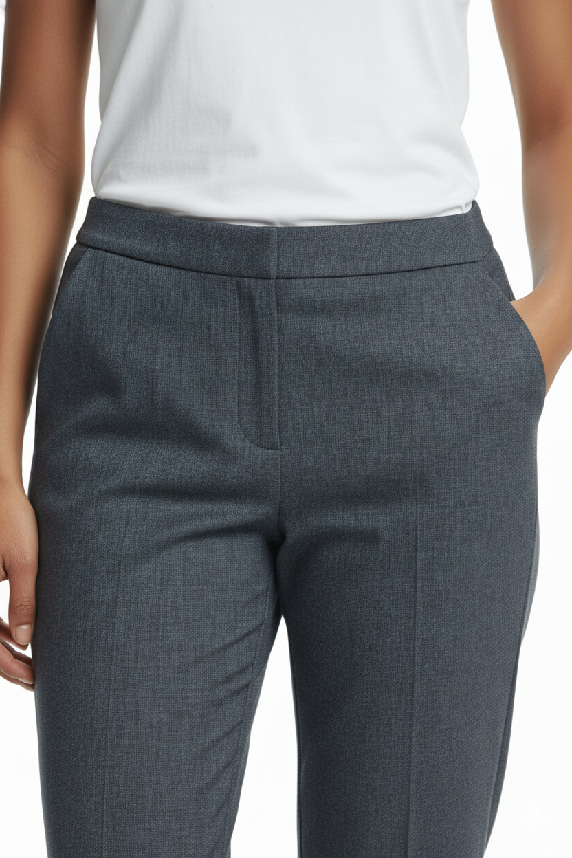 Ekol Minimalist Kadın Pantolon - Yüksek Bel Slim Fit Midi