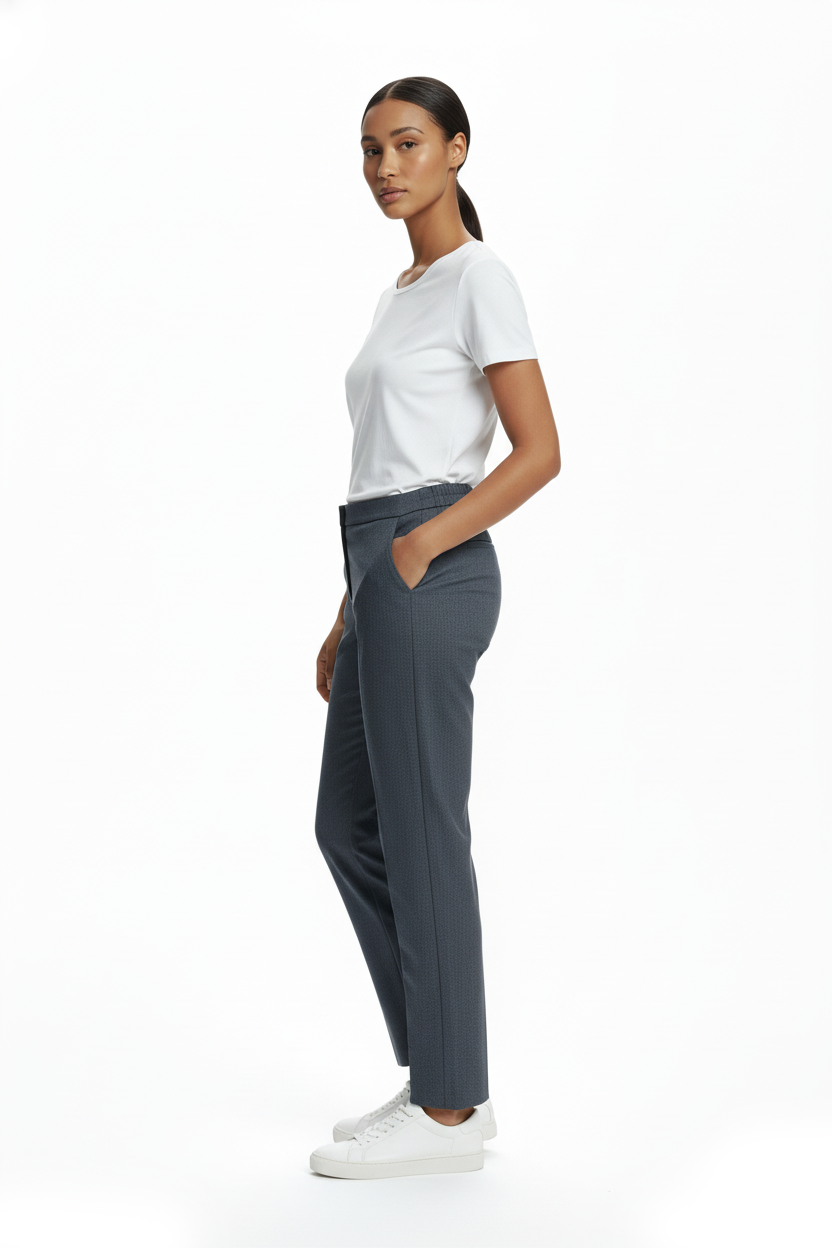 Ekol Minimalist Kadın Pantolon - Yüksek Bel Slim Fit Midi