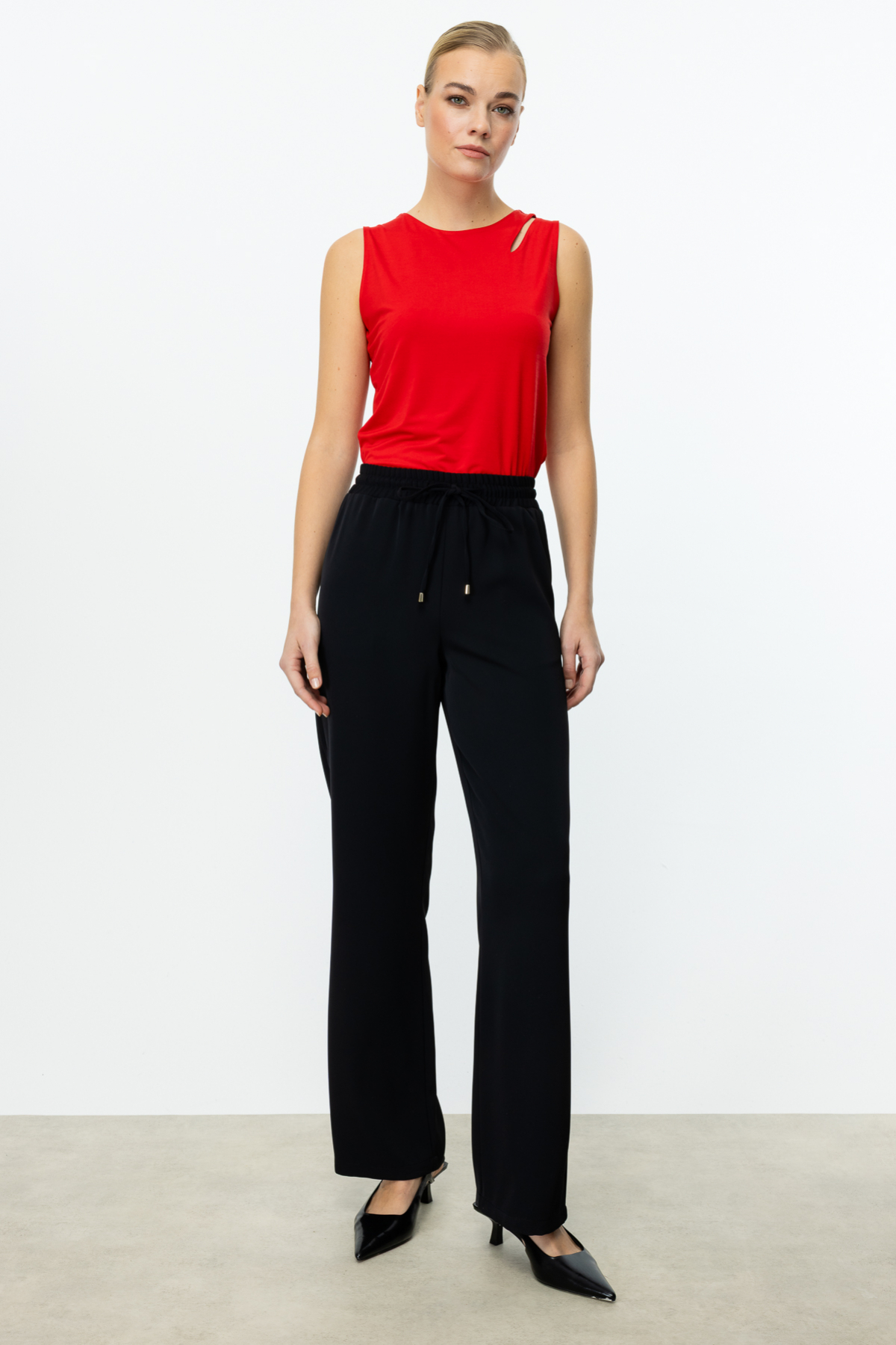 Ekol Minimalist Oversize Kadın Pantolon - Yüksek Bel - Rahat İkincil görsel