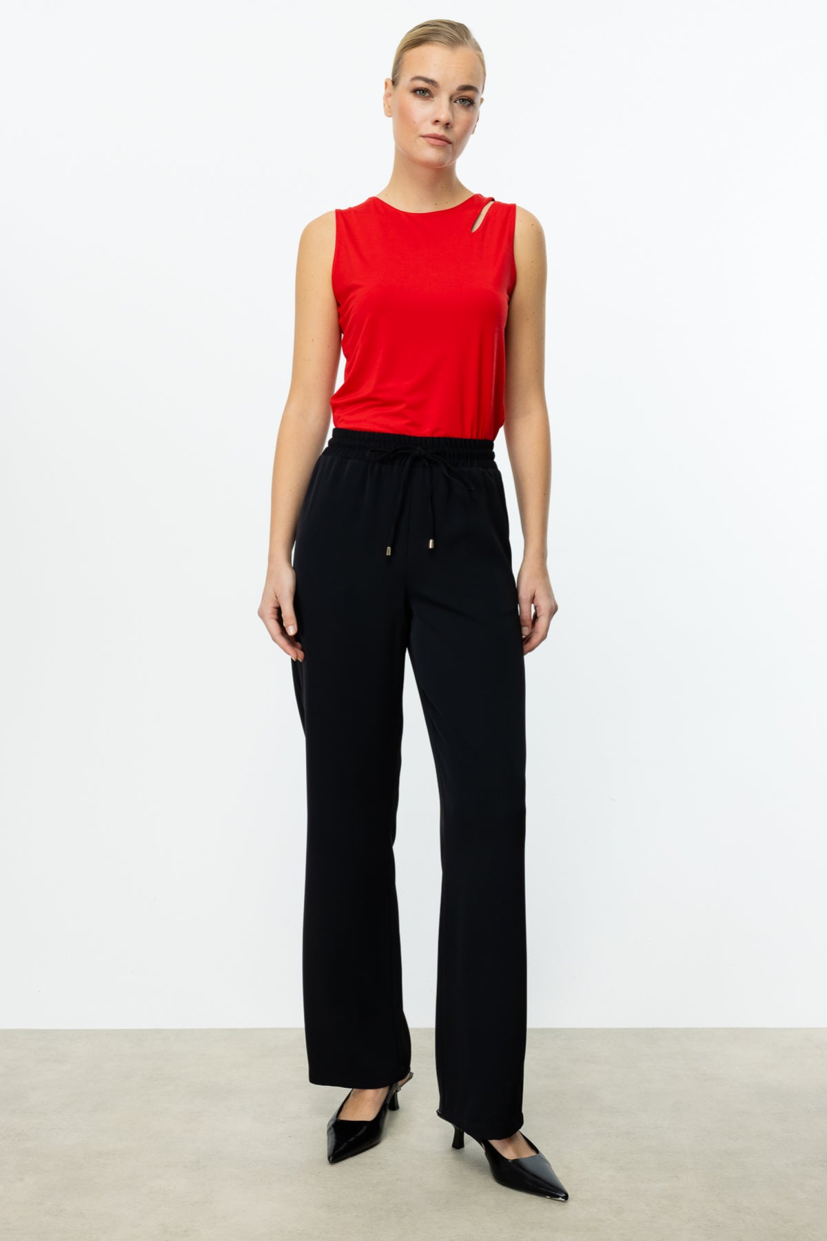 Ekol Minimalist Oversize Kadın Pantolon - Yüksek Bel - Rahat
