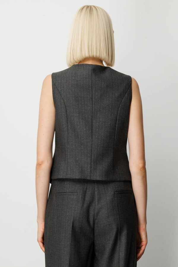 Ekol Minimalist V Yaka Kolsuz Crop Yelek - Günlük & İş Kombinleri İçin